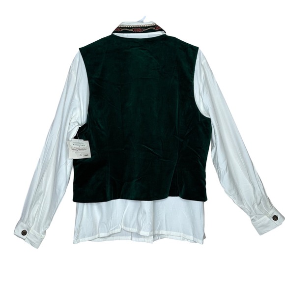 Susan Bristol NWT VTG Velvet Vest Top Green Embroidered Size 16 Holiday Party - Picture 2 of 9